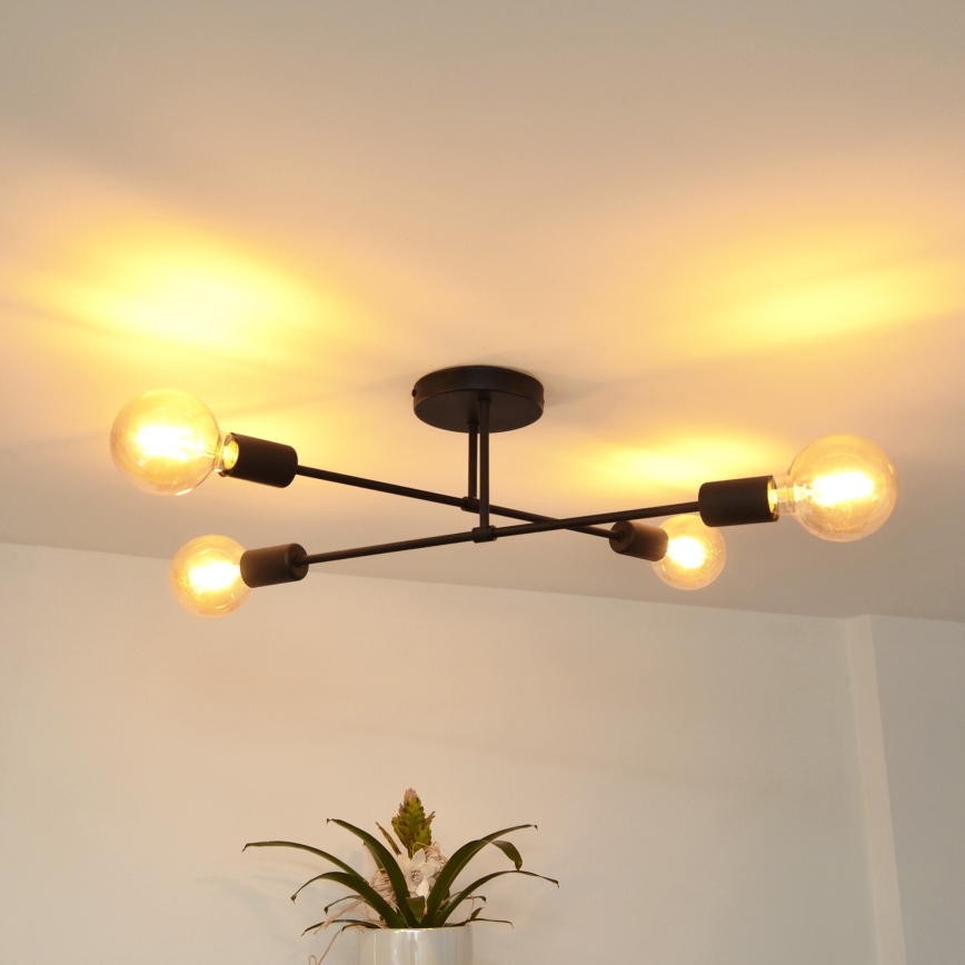LED Полилей за повърхностен монтаж CAMBRIDGE 4xE27/8W/230V черен