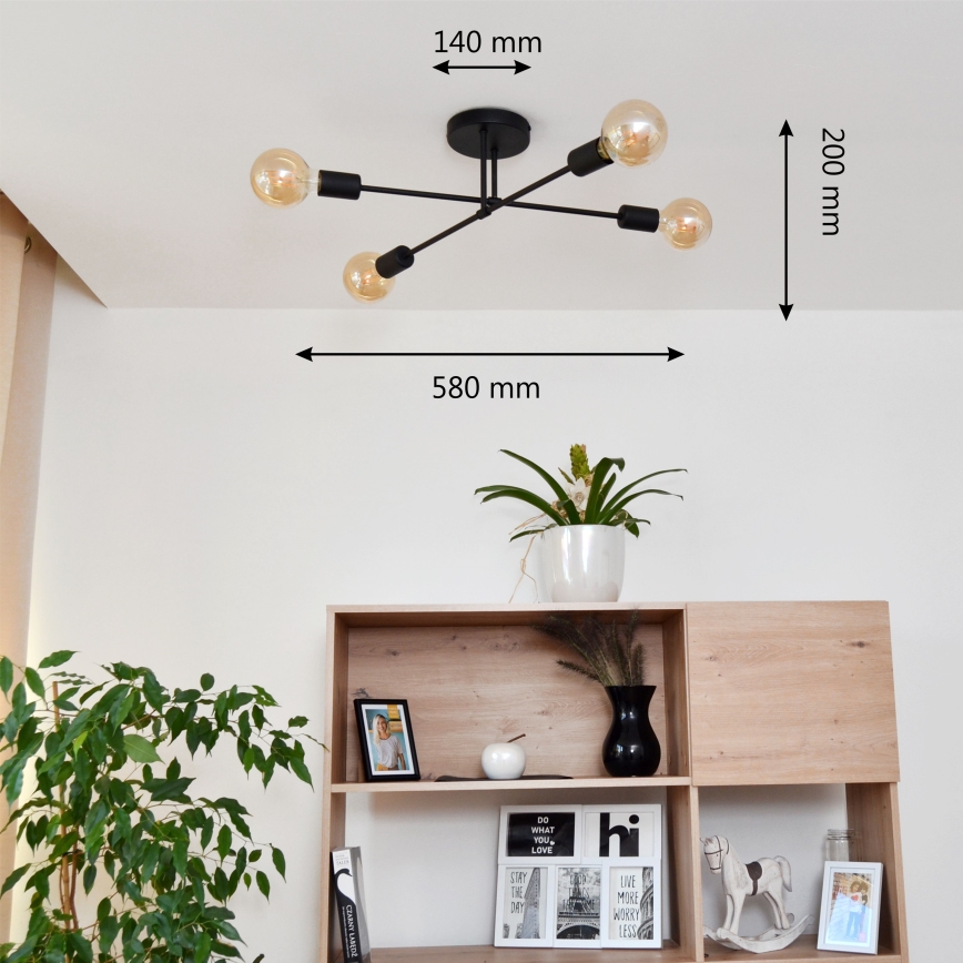 LED Полилей за повърхностен монтаж CAMBRIDGE 4xE27/8W/230V черен