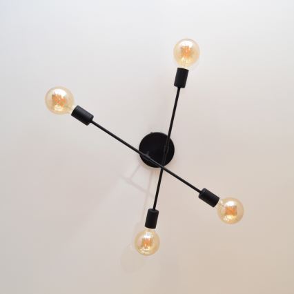 LED Полилей за повърхностен монтаж CAMBRIDGE 4xE27/8W/230V черен