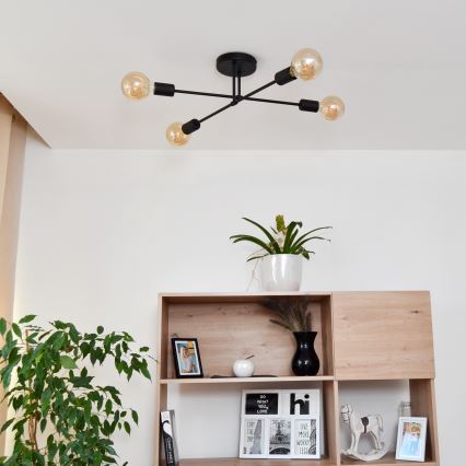 LED Полилей за повърхностен монтаж CAMBRIDGE 4xE27/8W/230V черен