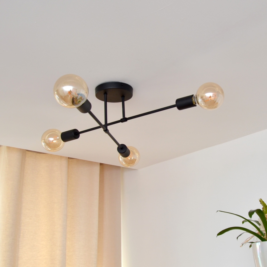 LED Полилей за повърхностен монтаж CAMBRIDGE 4xE27/8W/230V черен