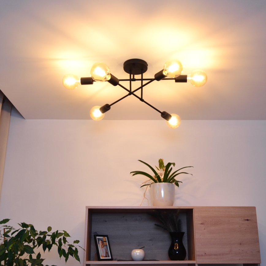 LED Полилей за повърхностен монтаж CAMBRIDGE 6xE27/8W/230V черен