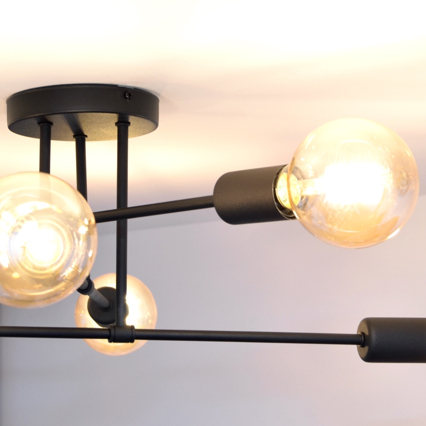 LED Полилей за повърхностен монтаж CAMBRIDGE 6xE27/8W/230V черен
