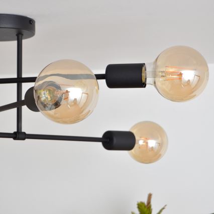 LED Полилей за повърхностен монтаж CAMBRIDGE 6xE27/8W/230V черен