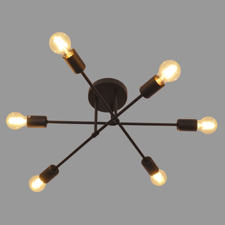 LED Полилей за повърхностен монтаж CAMBRIDGE 6xE27/8W/230V черен