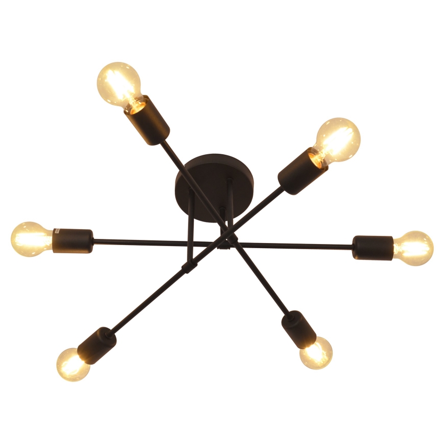 LED Полилей за повърхностен монтаж CAMBRIDGE 6xE27/8W/230V черен
