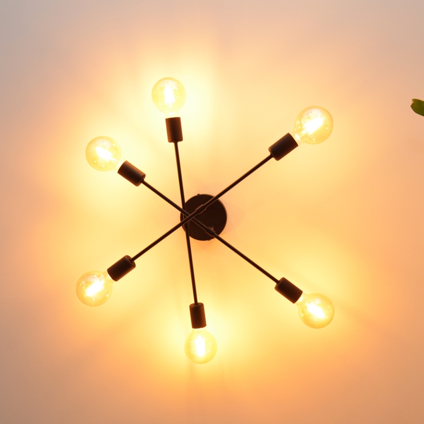 LED Полилей за повърхностен монтаж CAMBRIDGE 6xE27/8W/230V черен