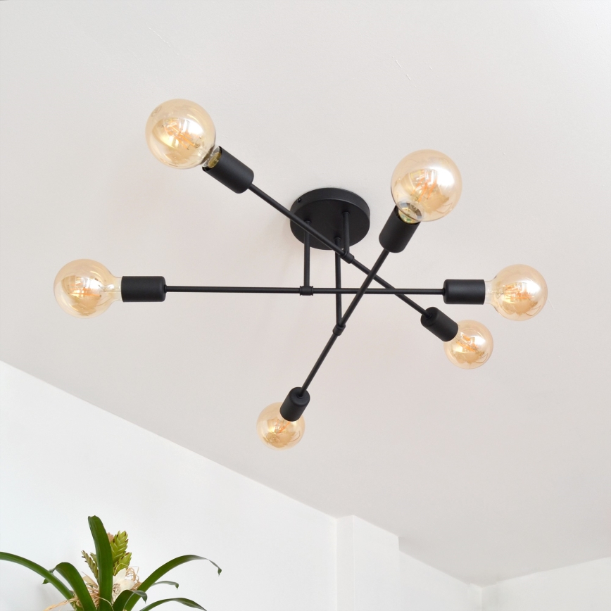 LED Полилей за повърхностен монтаж CAMBRIDGE 6xE27/8W/230V черен