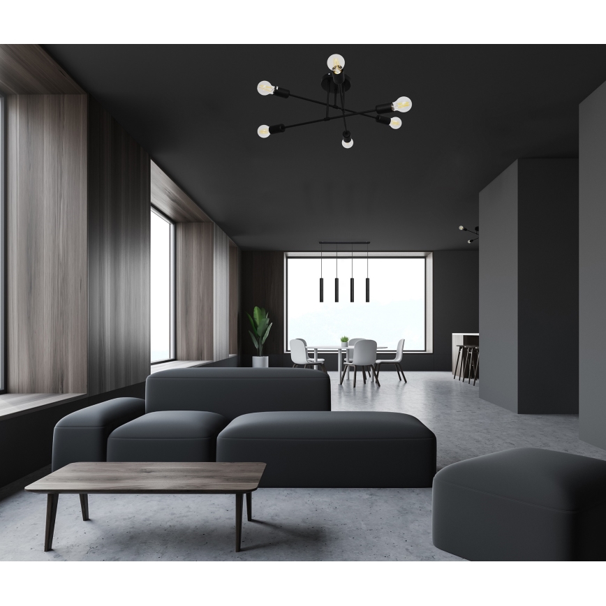 LED Полилей за повърхностен монтаж CAMBRIDGE 6xE27/8W/230V черен