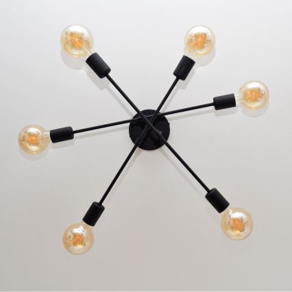 LED Полилей за повърхностен монтаж CAMBRIDGE 6xE27/8W/230V черен