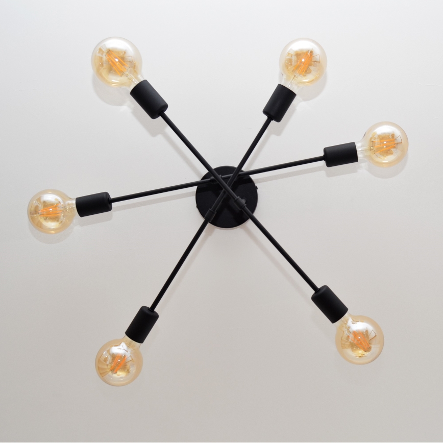 LED Полилей за повърхностен монтаж CAMBRIDGE 6xE27/8W/230V черен