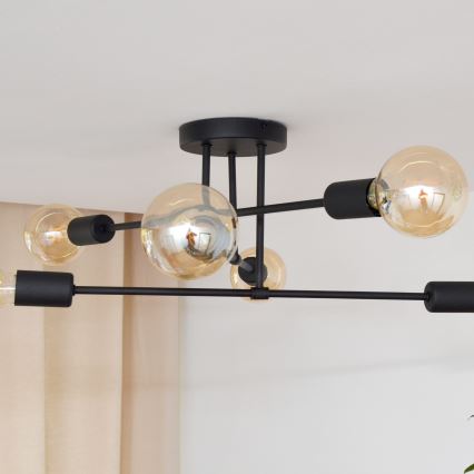 LED Полилей за повърхностен монтаж CAMBRIDGE 6xE27/8W/230V черен