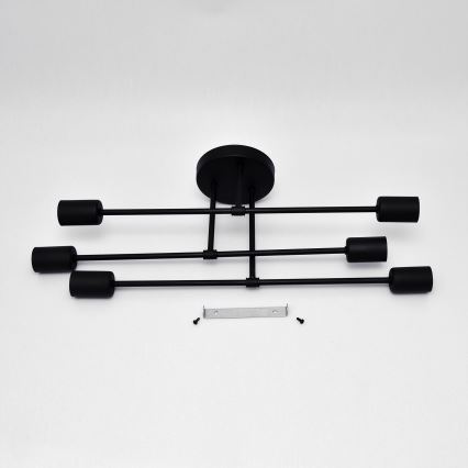 LED Полилей за повърхностен монтаж CAMBRIDGE 6xE27/8W/230V черен