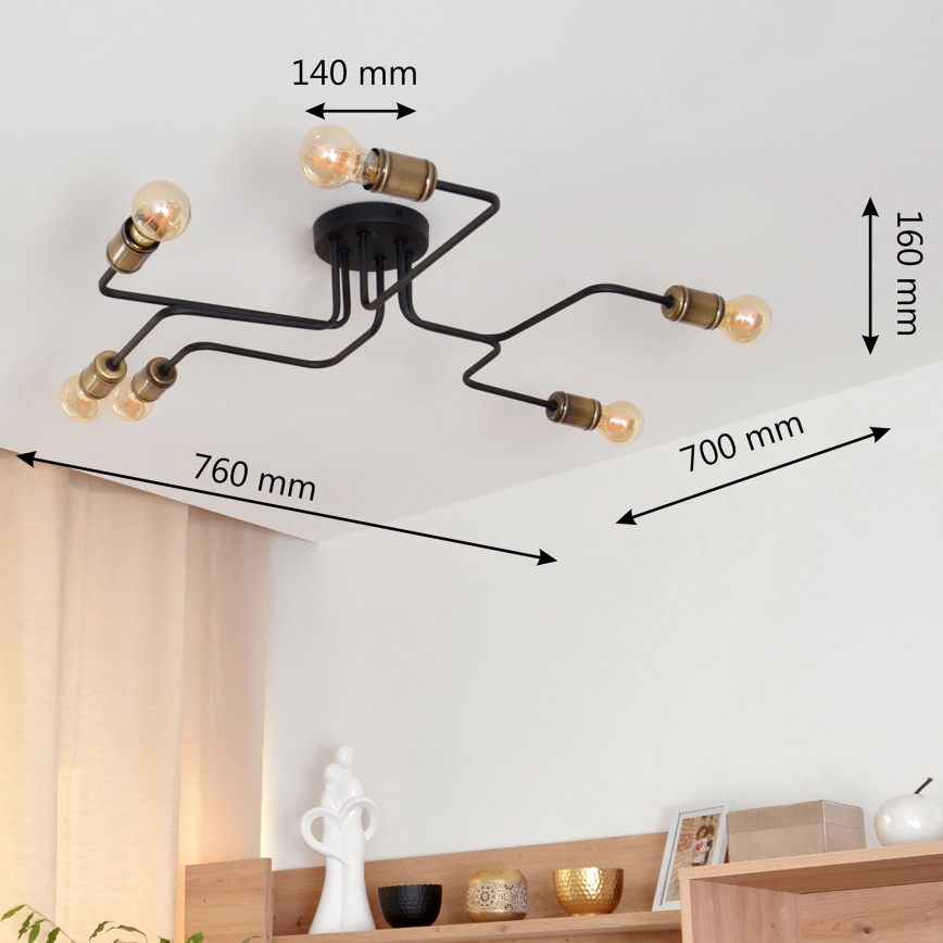 LED Полилей за повърхностен монтаж TUBE 6xE27/15W/230V