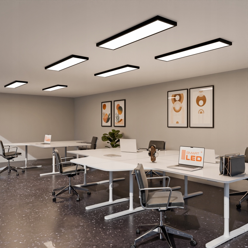 LED повърхностно монтиран панел LED/60W/230V 30x120 cm черен