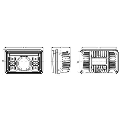 LED предна светлина за трактор LED/69W/10-30V IP69 5700K правоъгълна