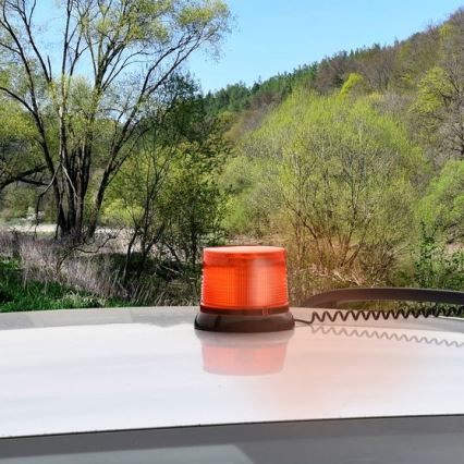 LED предупредителен маяк с магнитна основа LED/20W/12-24V оранжев