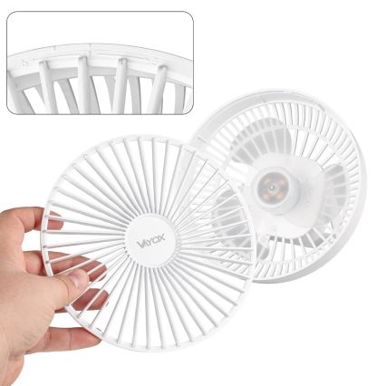 LED Презареждащ се настолен вентилатор с LED осветление LED/2W/5V USB 2400 mAh бял