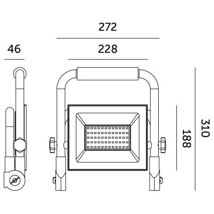 LED Преносим прожектор TIGRA LED/100W/4000K IP54 черен/жълт