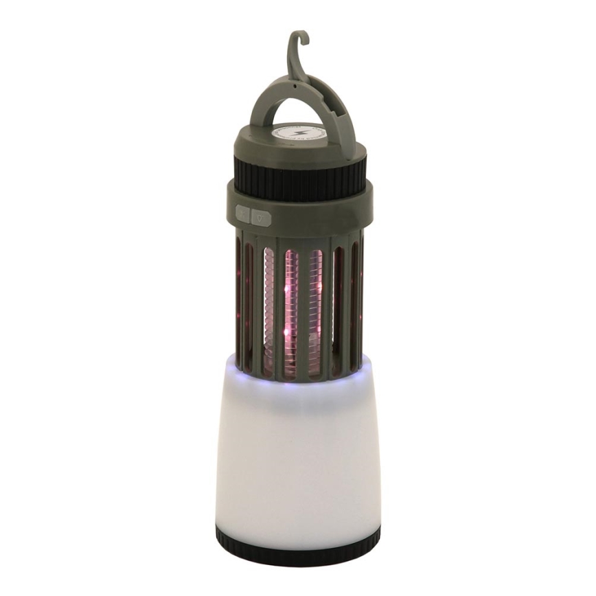 LED Преносима акумулаторна лампа с капан за насекоми LED/2W/1800mAh/3xAAA IPX4 зелена