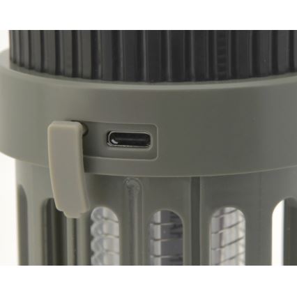 LED Преносима акумулаторна лампа с капан за насекоми LED/2W/1800mAh/3xAAA IPX4 зелена