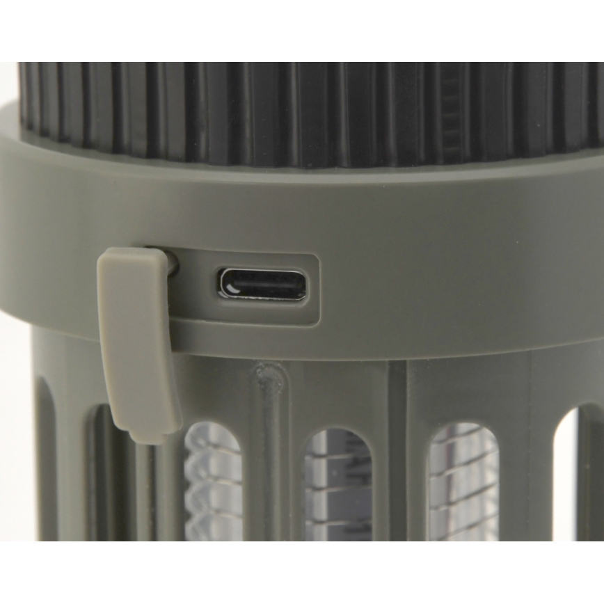 LED Преносима акумулаторна лампа с капан за насекоми LED/2W/1800mAh/3xAAA IPX4 зелена
