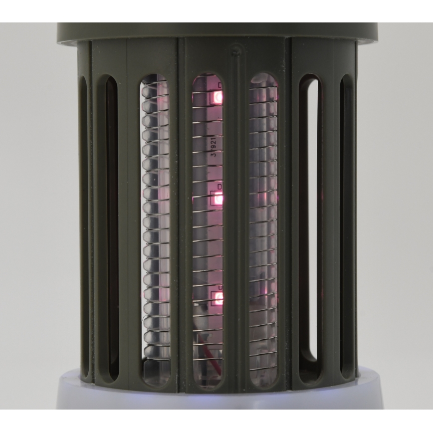 LED Преносима акумулаторна лампа с капан за насекоми LED/2W/1800mAh/3xAAA IPX4 зелена