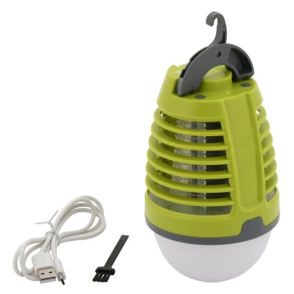 LED Преносима акумулаторна лампа с капан за насекоми LED/2W/3,7V 1800 mAh IPX4 зелена
