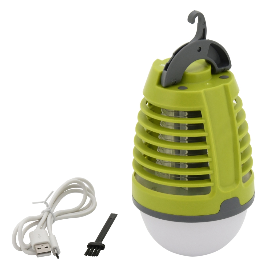 LED Преносима акумулаторна лампа с капан за насекоми LED/2W/3,7V 1800 mAh IPX4 зелена