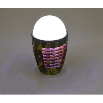 LED Преносима акумулаторна лампа с капан за насекоми LED/2W/3,7V 1800 mAh IPX4 камуфлажна