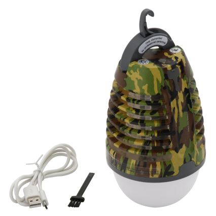 LED Преносима акумулаторна лампа с капан за насекоми LED/2W/3,7V 1800 mAh IPX4 камуфлажна