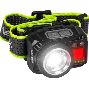 LED презареждаем челник с регулируема яркост, със сензор и червена светлина LED/6W/5V/3xAAA IP66 500 lm 1200 mAh