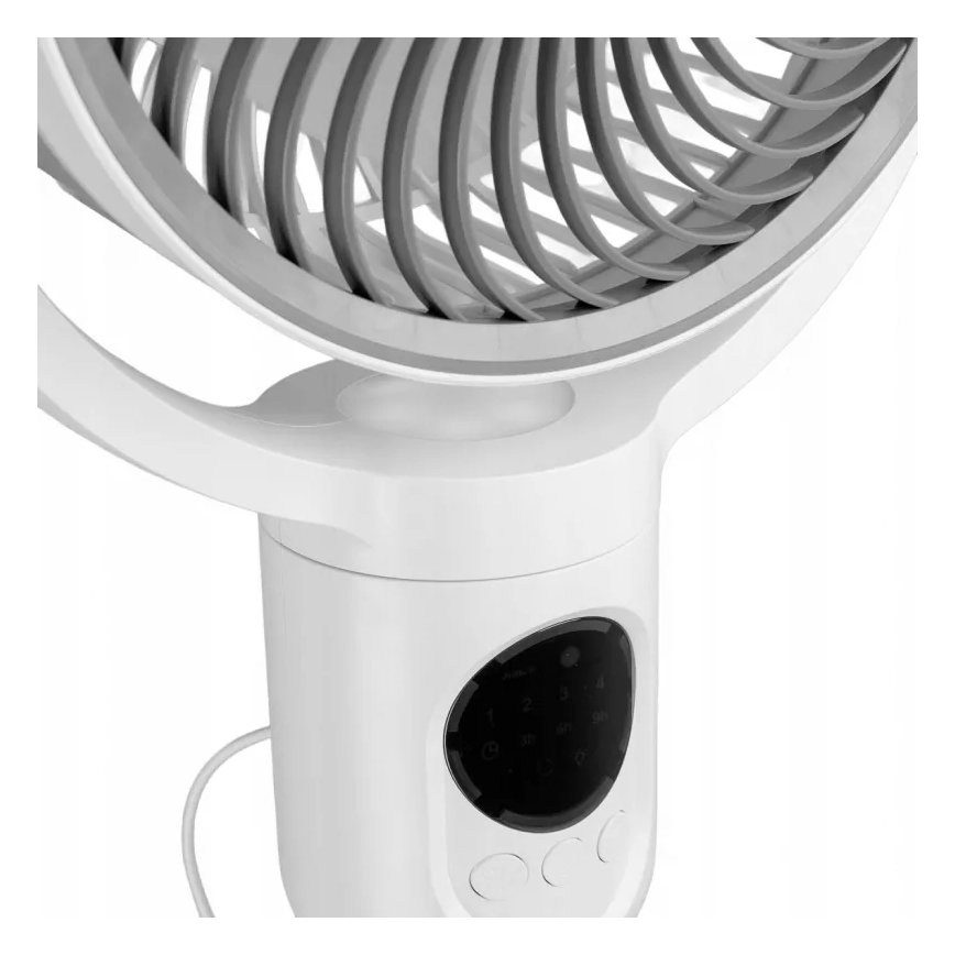 LED акумулаторен вентилатор на стойка с LED осветление LED/4,8W/5V USB 7200 mAh бял + дистанционно управление
