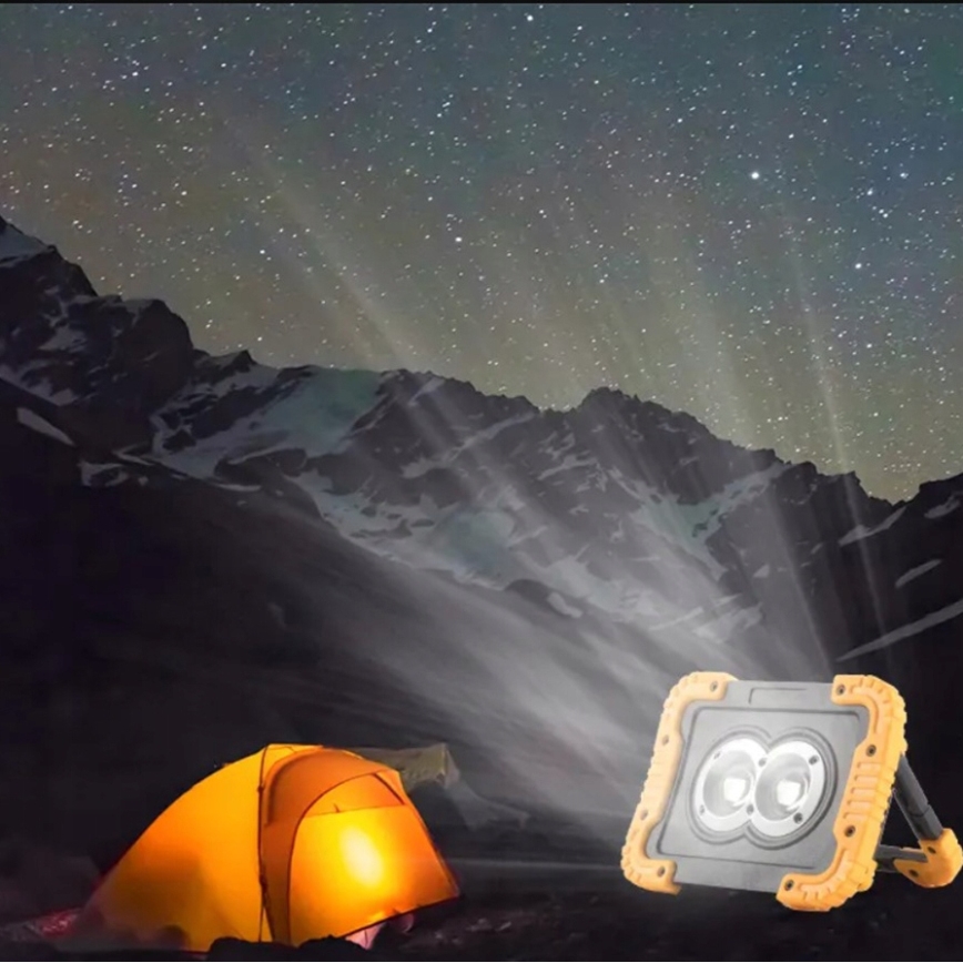 LED презареждаем прожектор с функция powerbank LED/20W/5V 4400 mAh IP44 черен/жълт