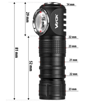 LED димируема презареждаема челна лампа с червена светлина, 3 в 1, LED/10W/5V IP66, 500 lm, 800 mAh