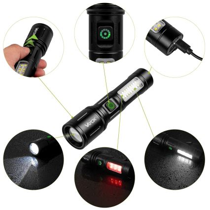 LED регулируема презареждаема фенерче с червена светлина LED/5W/5V IPX4 260 лм 2000 mAh