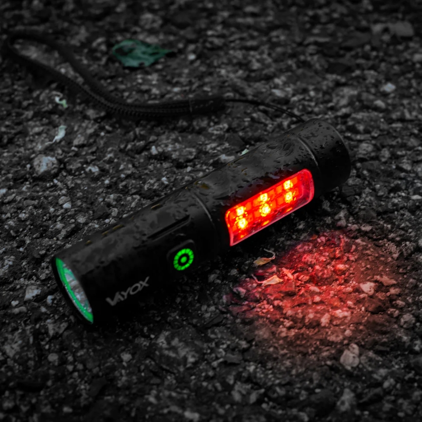 LED регулируема презареждаема фенерче с червена светлина LED/5W/5V IPX4 250 лм 2000 mAh