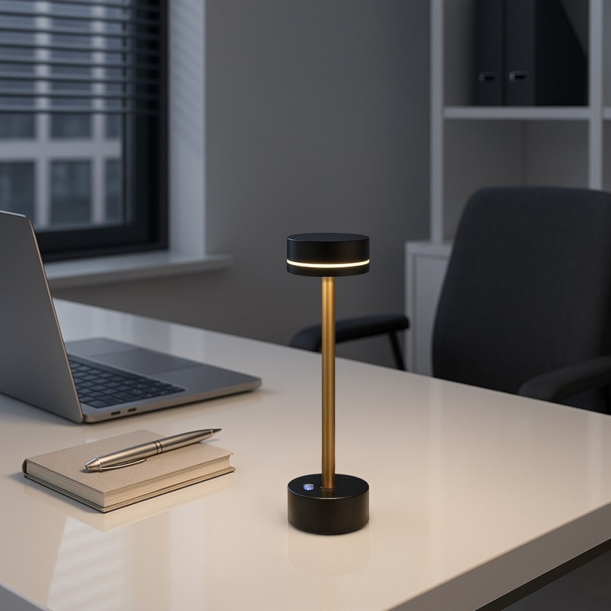 LED презареждаема настолна лампа с регулиране на яркостта SAM LED/5W/5V 3600 mAh черна/златна