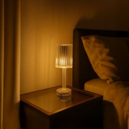 LED презареждаема сензорна настолна лампа SIMPLE LED/1W/5V 2400 mAh 3000-6000K прозрачна