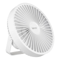 LED Презареждащ се настолен вентилатор с LED осветление LED/2W/5V USB 2400 mAh бял