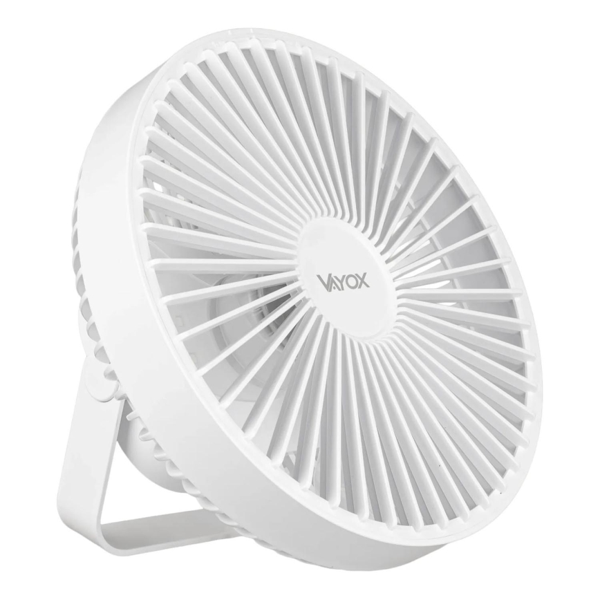 LED Презареждащ се настолен вентилатор с LED осветление LED/2W/5V USB 2400 mAh бял