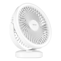 LED Презареждащ се настолен вентилатор с LED осветление LED/3W/5V USB 2400 mAh бял