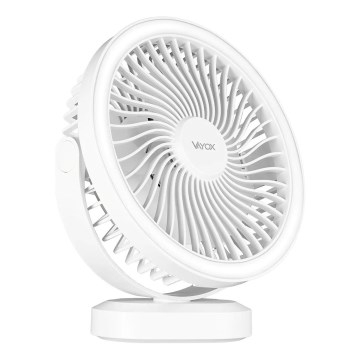 LED Презареждащ се настолен вентилатор с LED осветление LED/3W/5V USB 2400 mAh бял