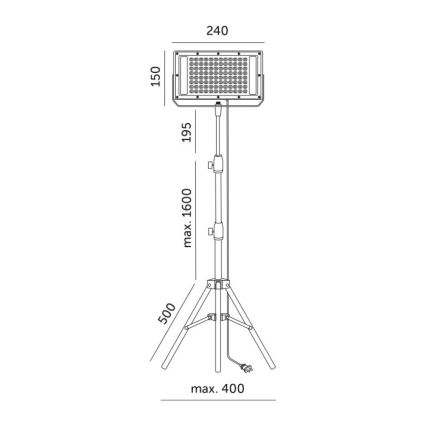 LED прожектор с поставка за отглеждане на растения FIRON LED/45W/230V IP54 черен