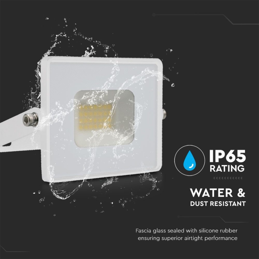 LED Прожектор LED/20W/230V 6500K IP65 бял