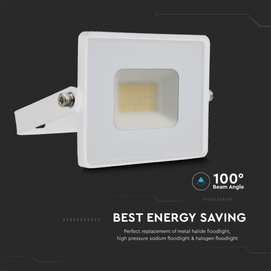 LED Прожектор LED/20W/230V 6500K IP65 бял