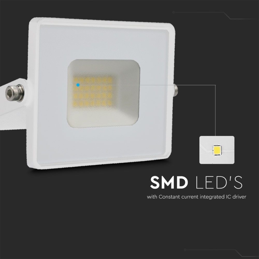 LED Прожектор LED/20W/230V 6500K IP65 бял