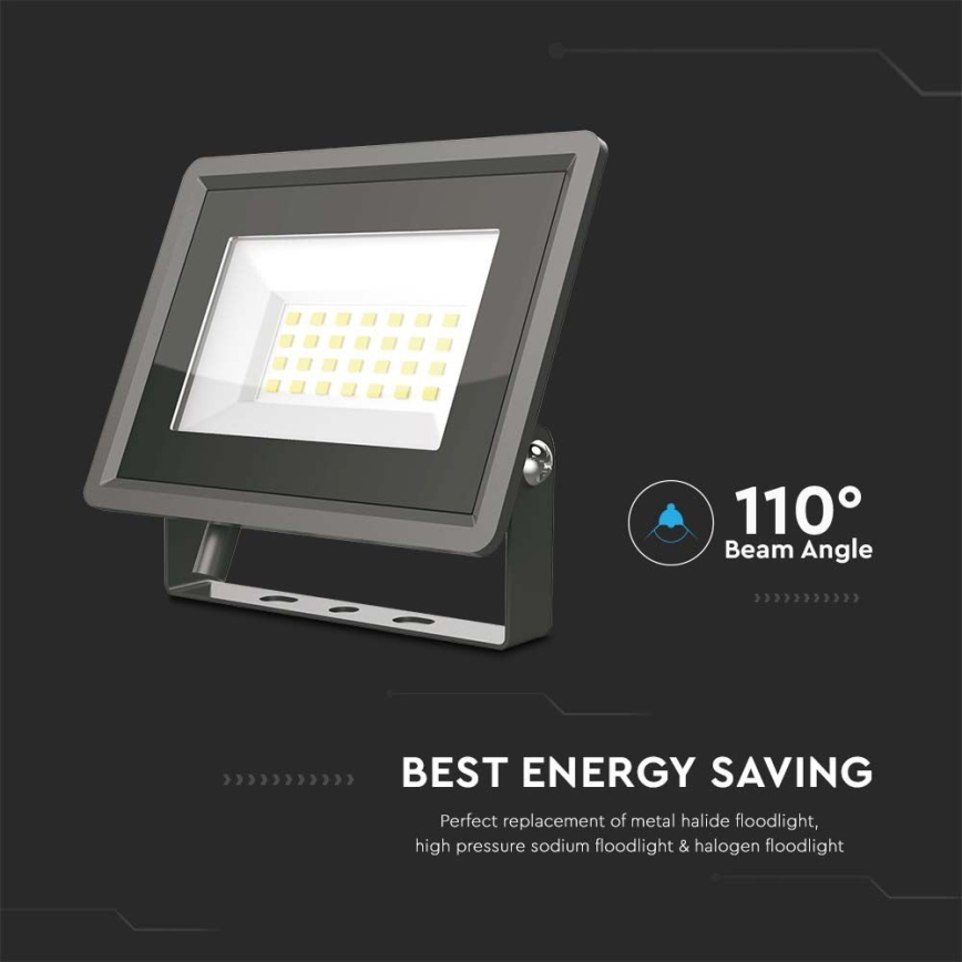 LED Прожектор LED/20W/230V 6500K IP65 черен