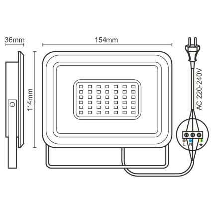 LED Прожектор LED/30W/230V 4000K IP65