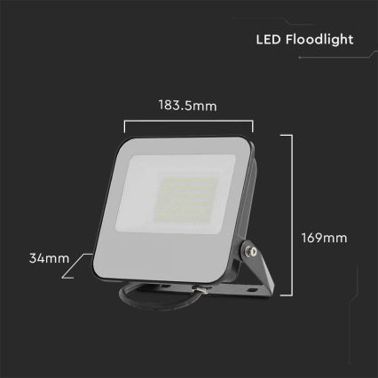 LED Прожектор LED/50W/230V 4000K IP65 черен